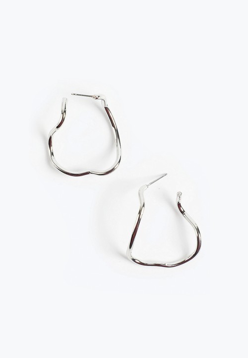 Silver Sculpted Hoop Earrings image