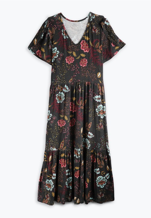 24/7 Floral Tulip Sleeve Midi Dress image
