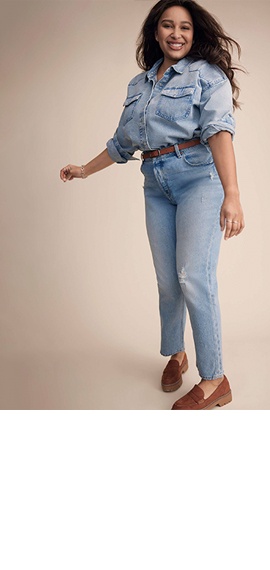 Plus Size edgely™ Mid Rise Ripped Flare Jean