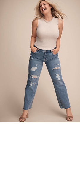 Plus Size Flare Jeans, Wide Leg Jeans For Women