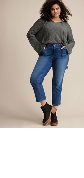 Plus Size edgely™ Mid Rise Relaxed Boyfriend Wide Leg Jean