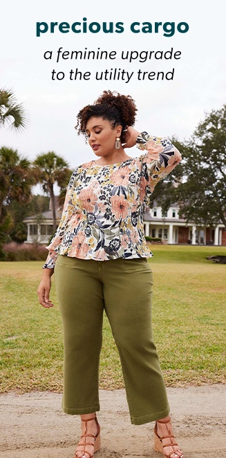 Plus Size - Pull-On Weekend Straight Stretch Twill Cargo Mid-Rise