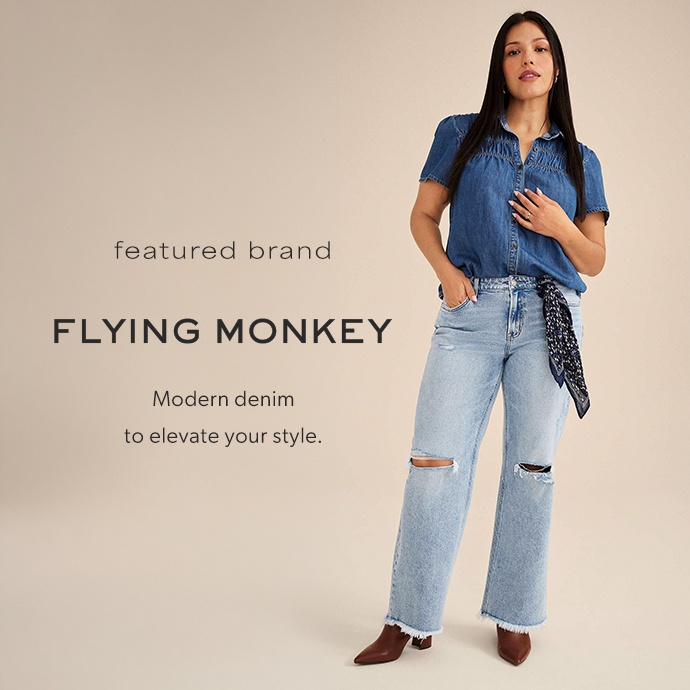 featured brand. flying monkey. Modern denim to elevate your style.